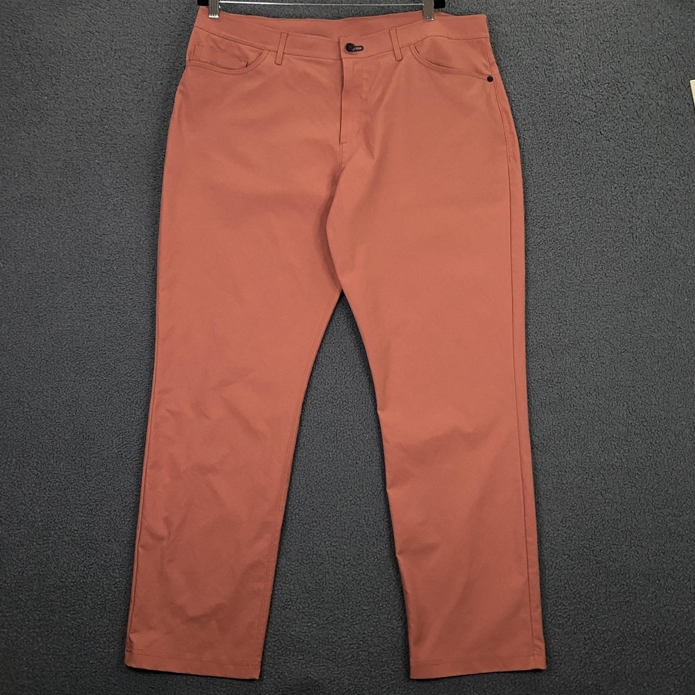 Public Rec Pants Men 40x32 Orange Microfiber Chino 5-Pocket Straight Casual Golf